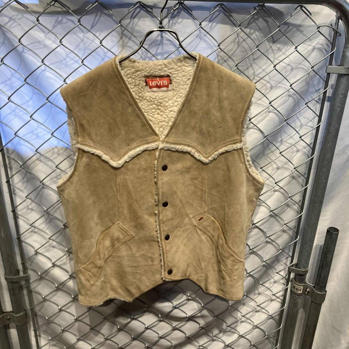 70s LEVI'S ベスト ボア スウェード サイズL ベージュ リーバイス