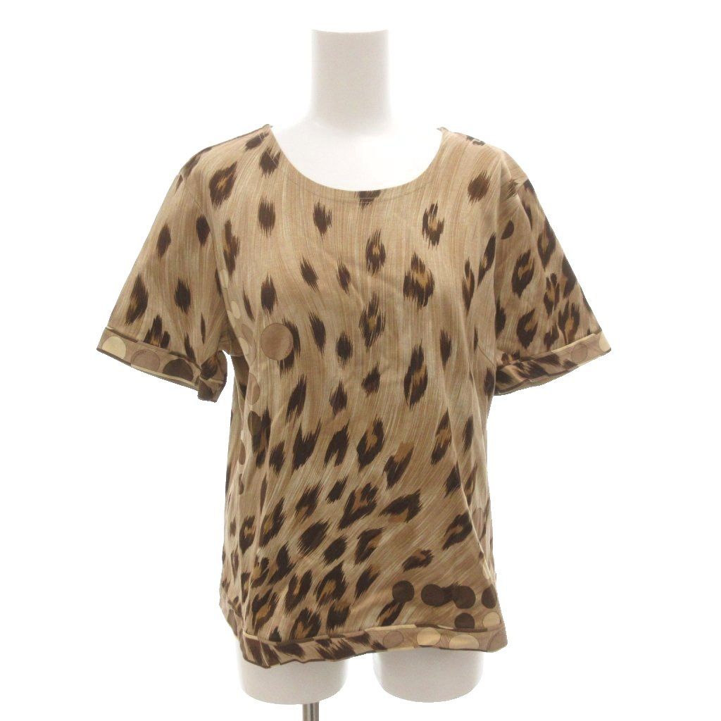 レオナール LEONARD Tシャツ カットソー 半袖 総柄 42 茶 ブラウン /FF