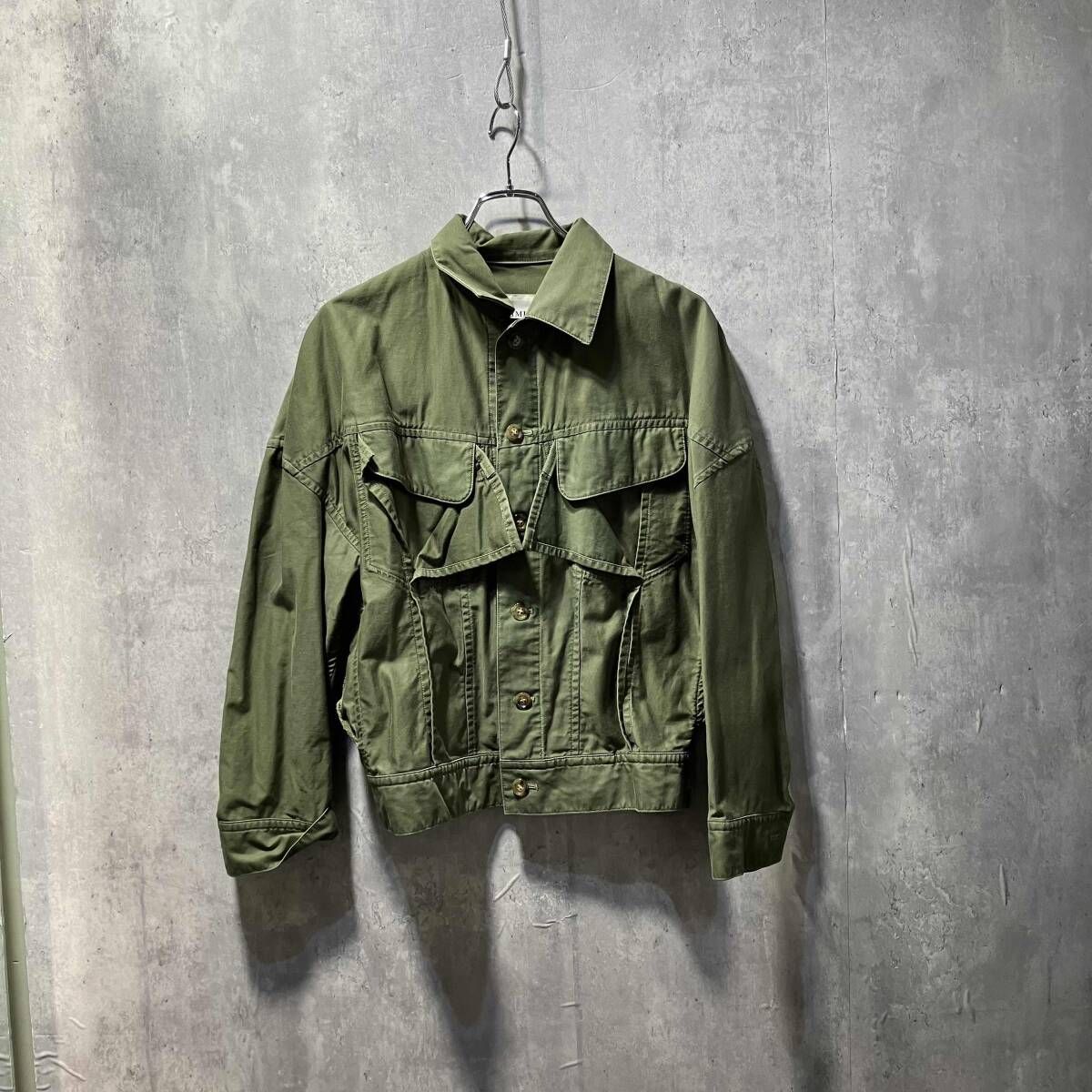 Limifeu ミリタリーデザインクロップドジャケット Sサイズ グリーン LO