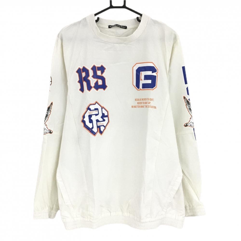 美品】ラッセルノゴルフ スニード 白×ブルー 袖ルチャマスク ナイロン