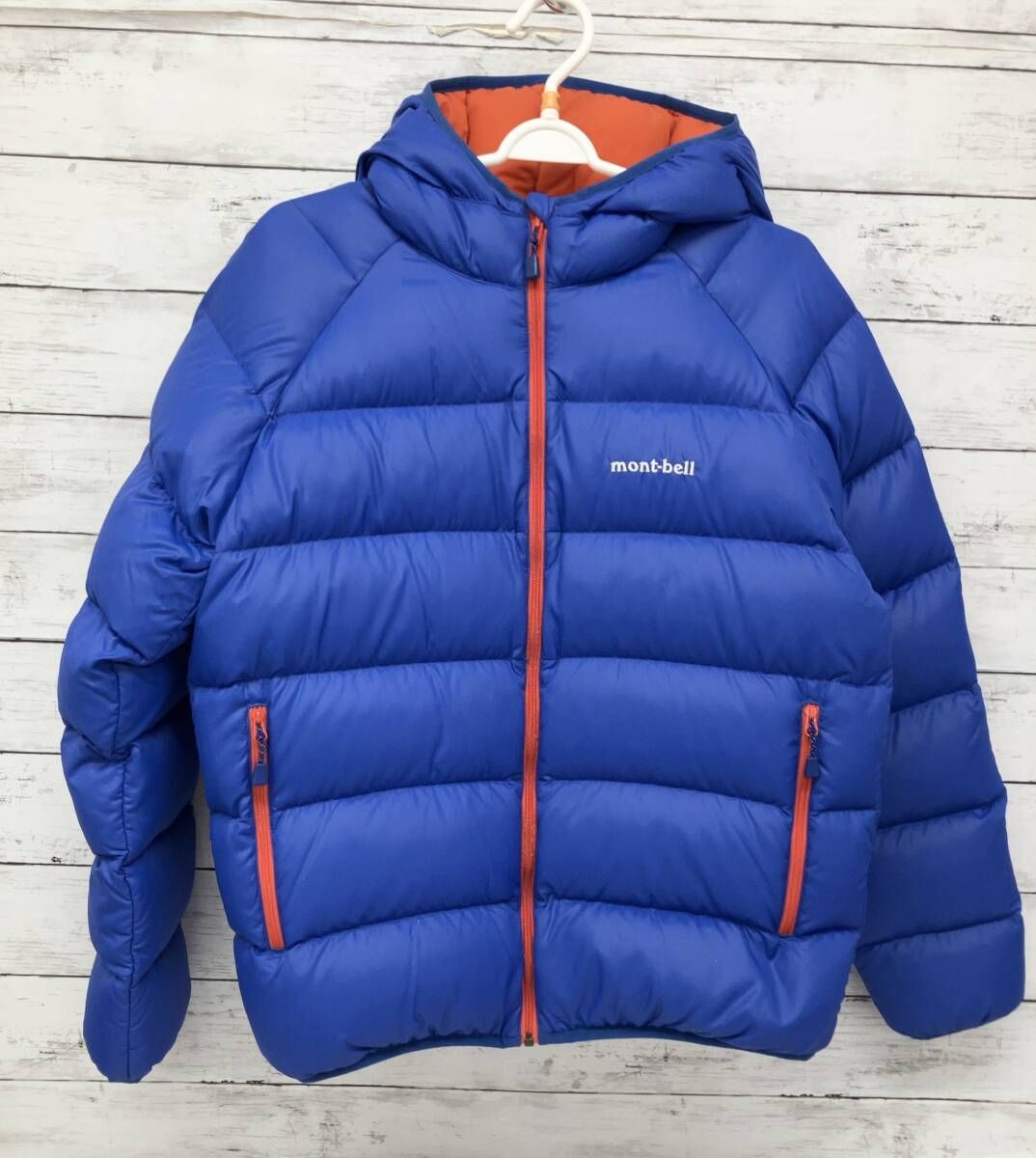 160】美品モンベルmont-bell ネージュダウンパーカーkidsブルー mont 