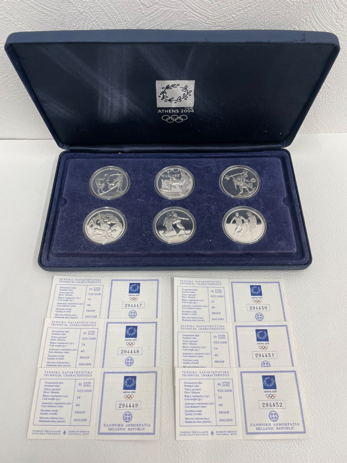 銀貨 2004年アテネオリンピック競技大会の公式記念コイン6種セット①