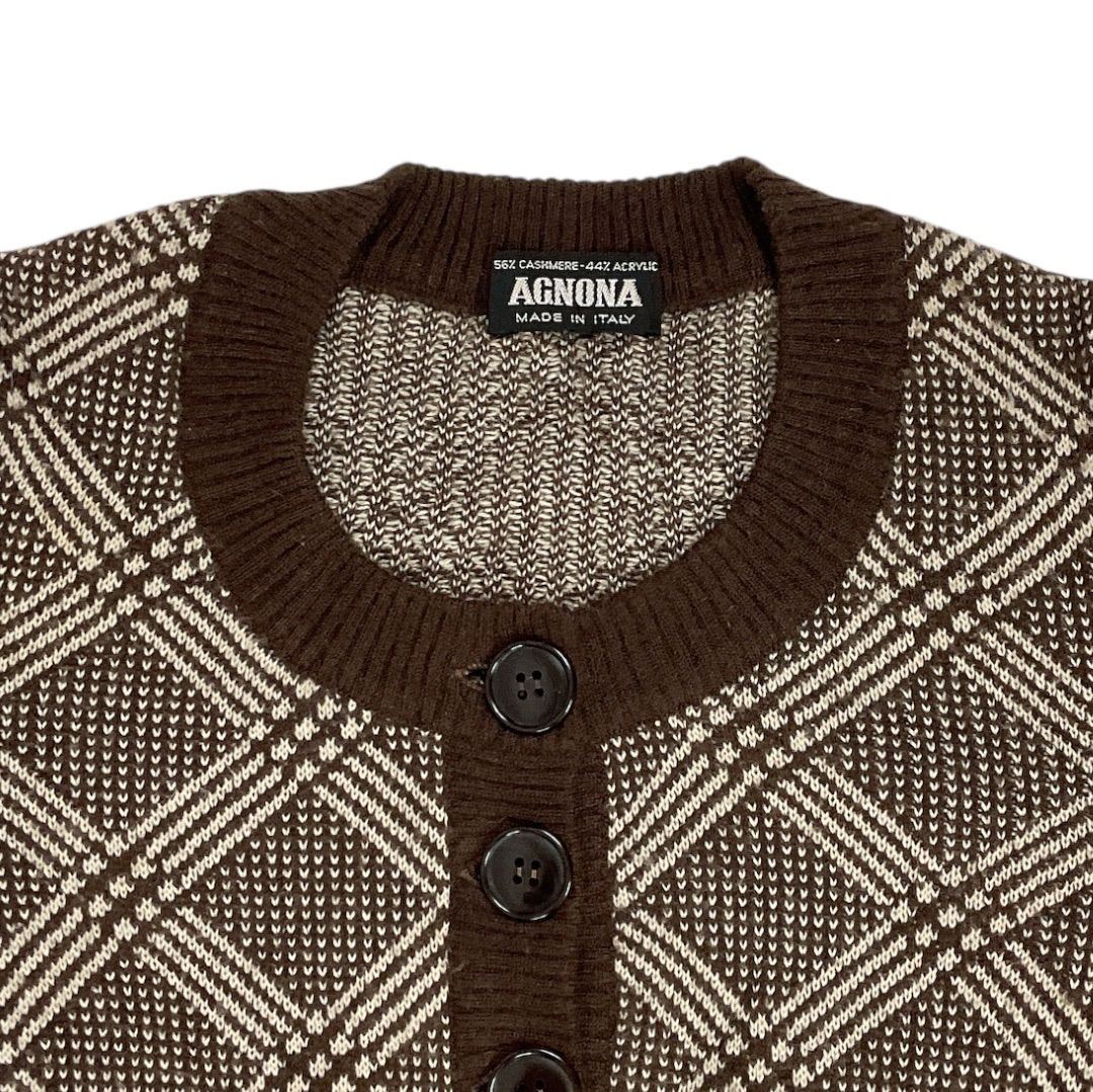 古着／AGNONA／アニオナ／カシミヤ／ジャガード織／ボタン留め／ニット