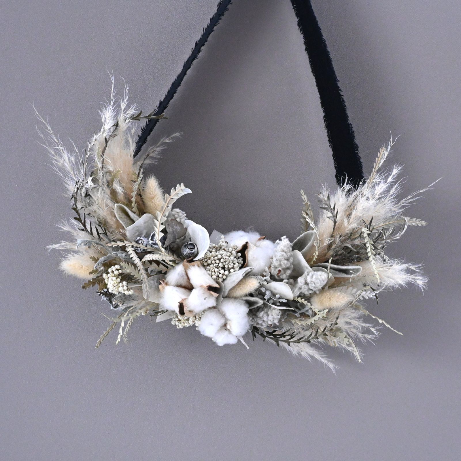 ドライフラワーのハーフリース｜壁飾り・ナチュラル・インテリア【A