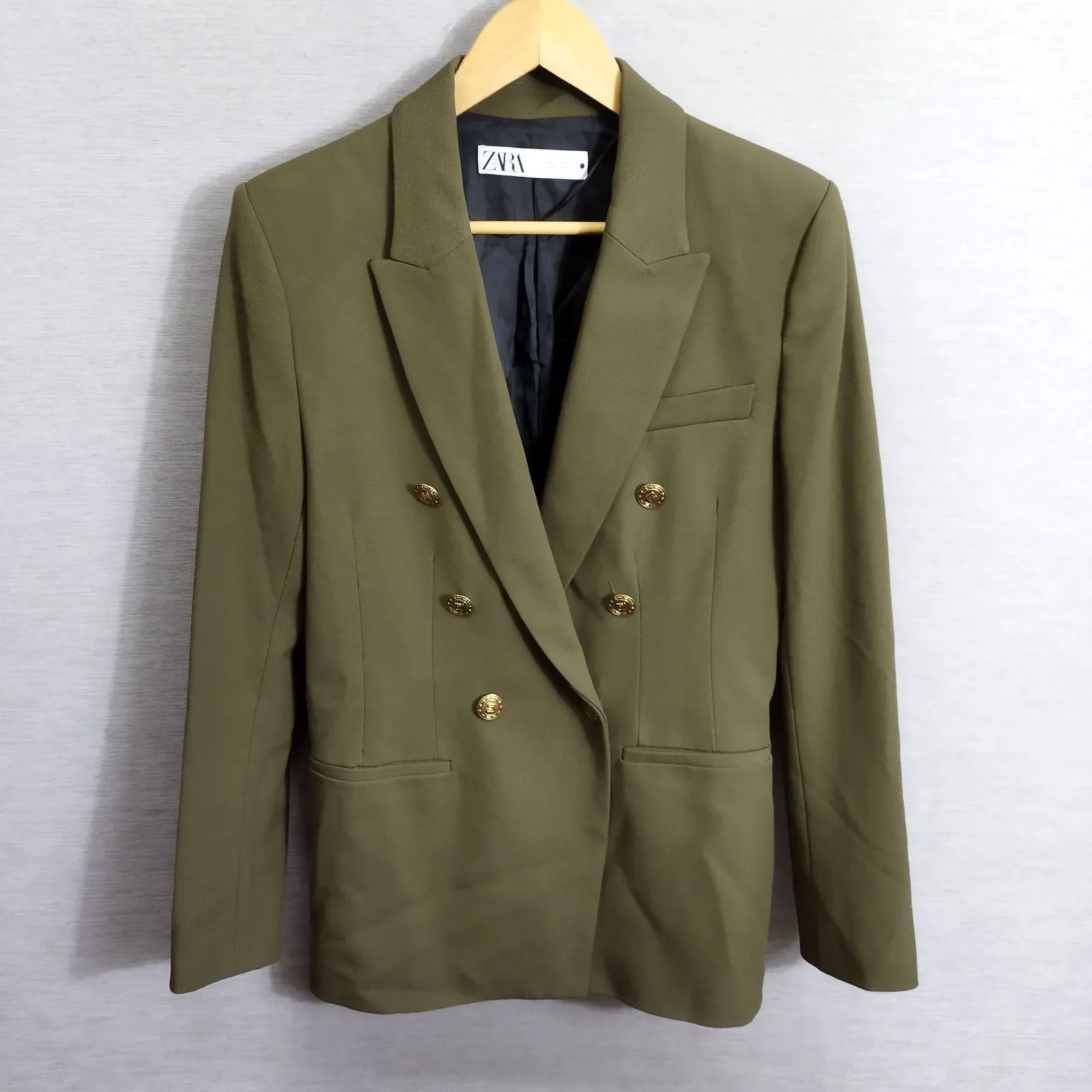 ZARA ザラ テーラード ジャケット ダブル 金ボタン 肩パッド キレイ目
