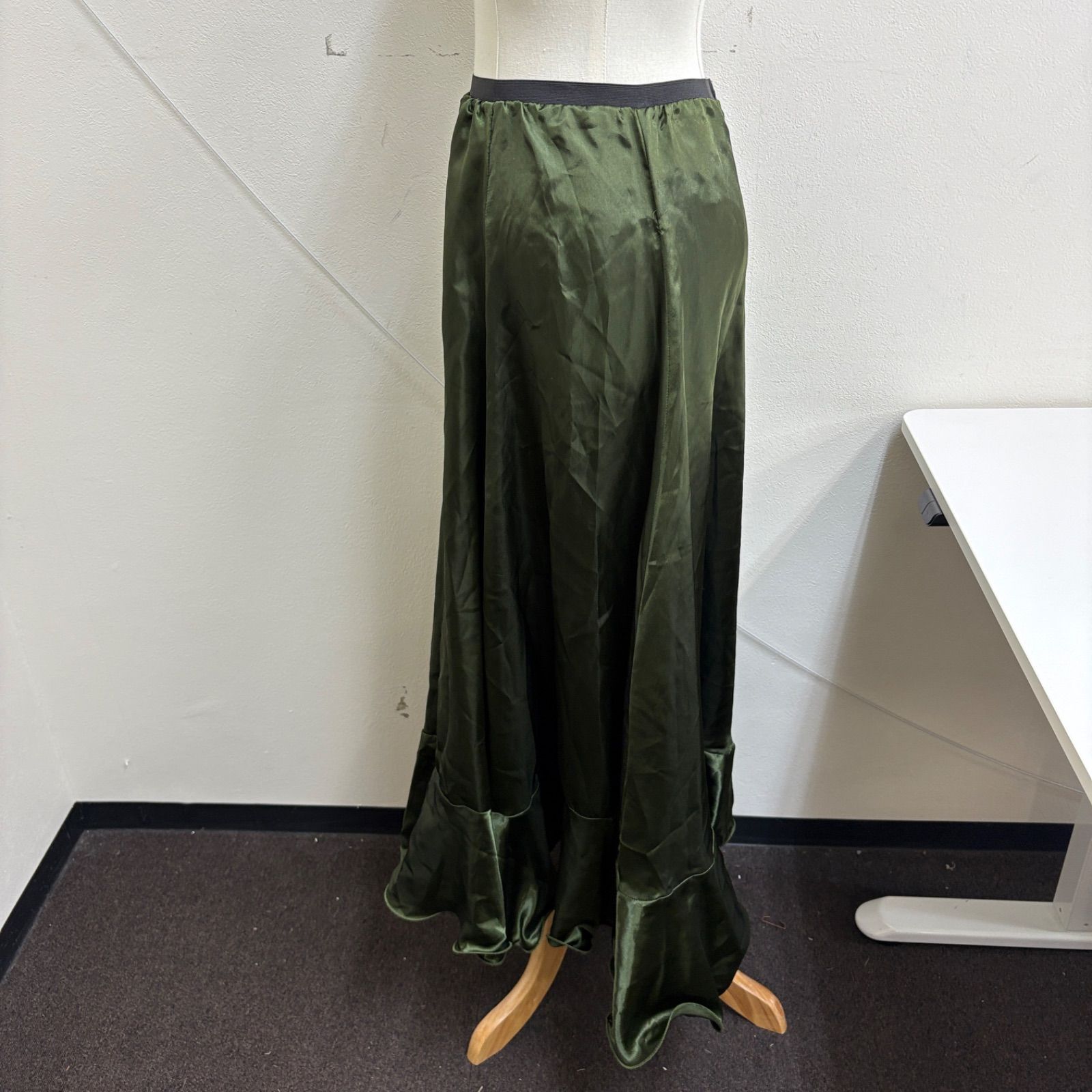 フラメンコ衣装 スカート ファルダ ペチコート グリーン 深緑 シンプル