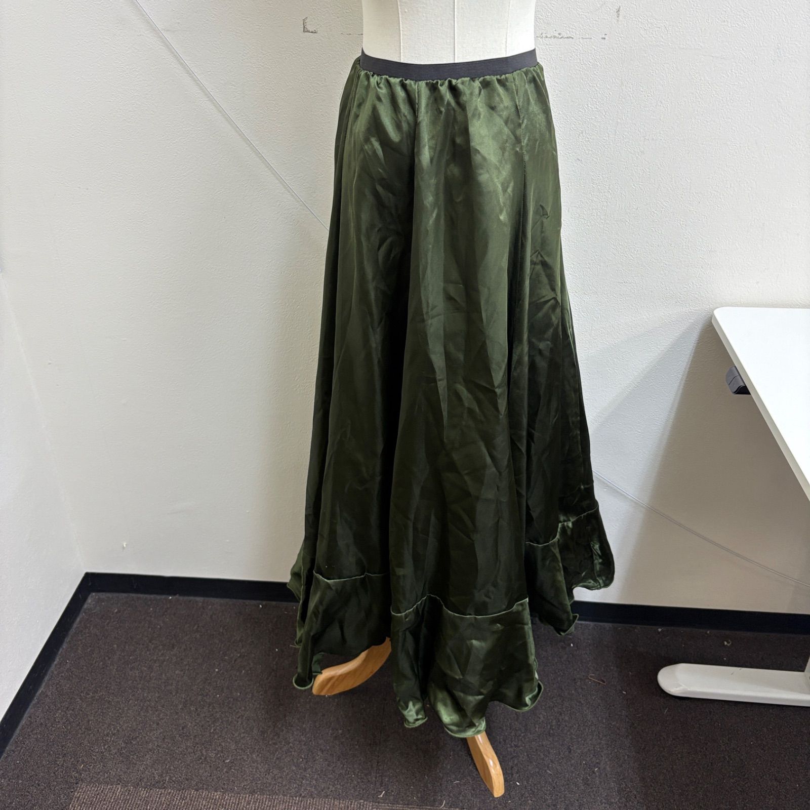 フラメンコ衣装 スカート ファルダ ペチコート グリーン 深緑 シンプル