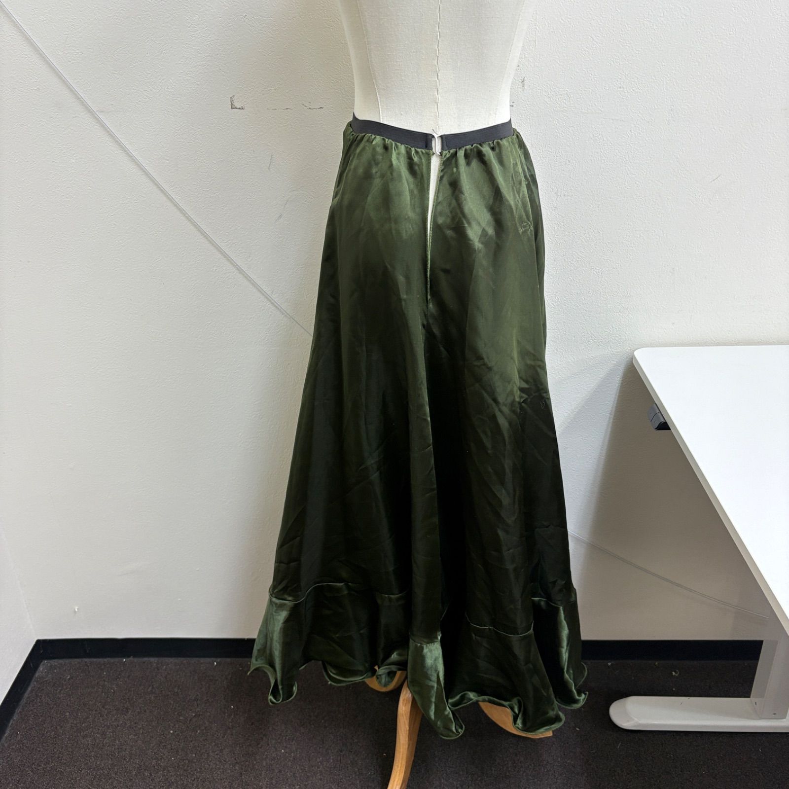 フラメンコ衣装 スカート ファルダ ペチコート グリーン 深緑 シンプル