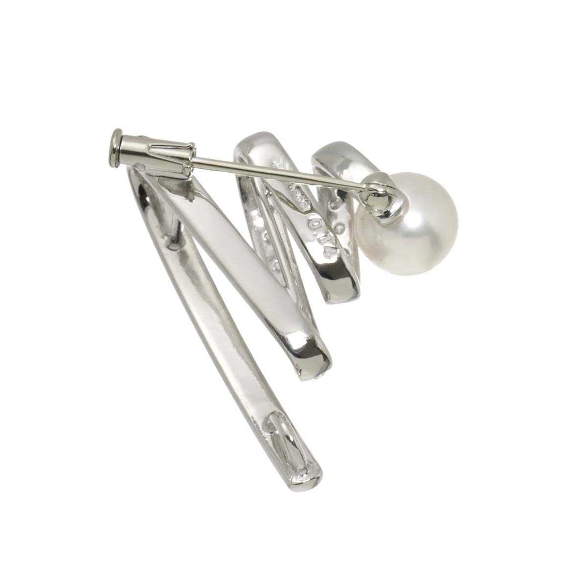 タサキ TASAKI アコヤ真珠 7.9mm ダイヤ 0.14ct ブローチ Pt プラチナ