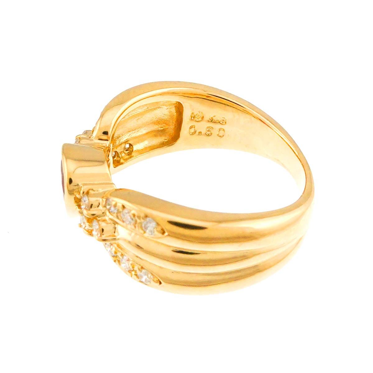 タサキ TASAKI 10.5号 リング ルビー 0.60ct ダイヤ 0.26ct K18 YG 