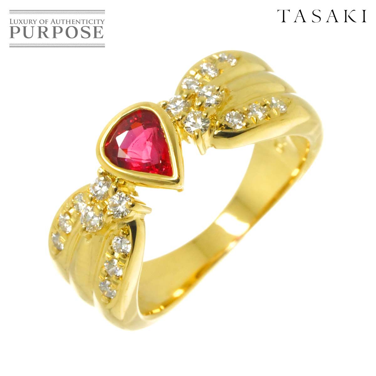 レディース 田崎真珠 TASAKI ルビー ダイヤモンド K18 イエロー 