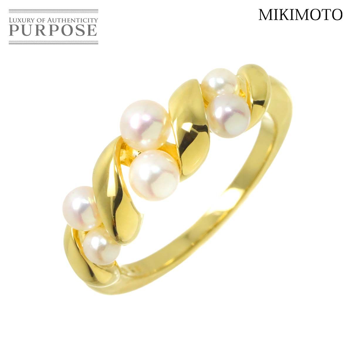 ミキモト MIKIMOTO 13.5号 リング ベビーパール 4.0-3.0mm K18 YG