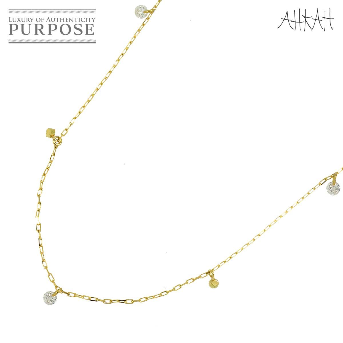 アーカー AHKAH ビンドゥサリー ダイヤ 0.09ct ネックレス 40cm K18 YG