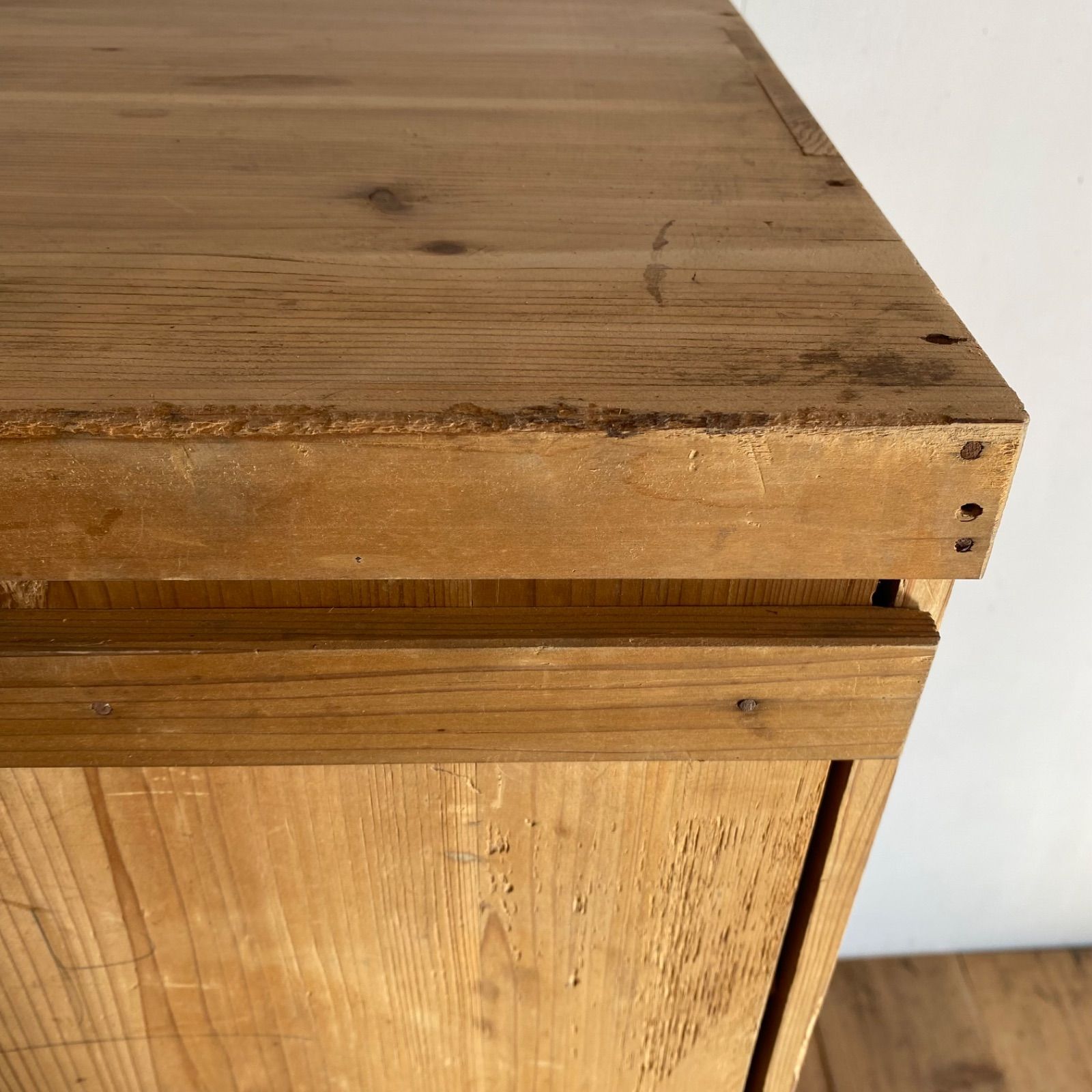 アンティーク 古家具 木製 本棚 食器棚 収納棚 無塗装 シェルフ 無垢材