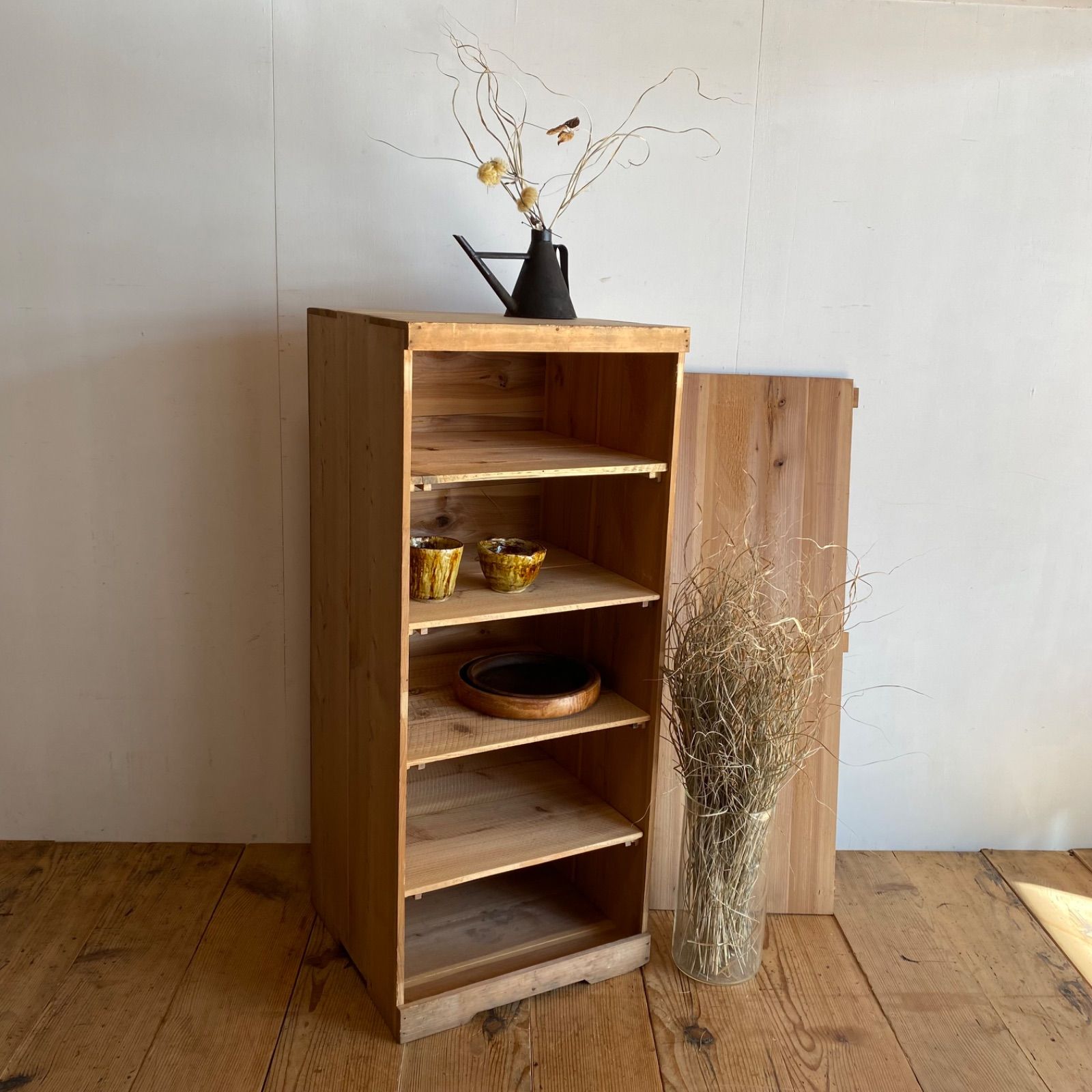 古家具　アンティーク木製棚　本棚 アンティーク 古家具 木製 本棚 食器棚 収納棚 無塗装 シェルフ 無垢材