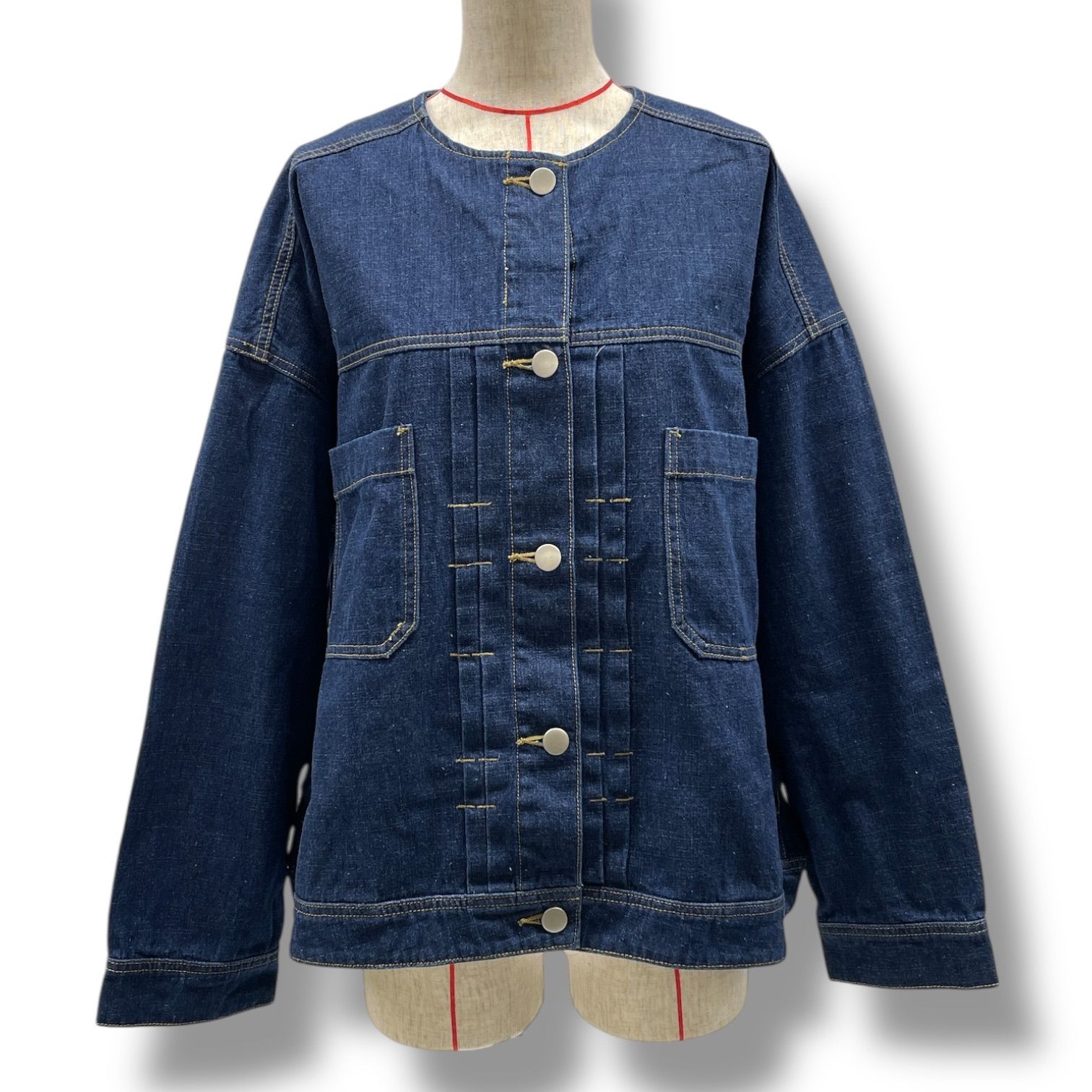 【美品】 マーブルシュッド　デニムジャケット　ノーカラー marble SUD マーブルシュッド デニムジャケット Gジャン アウター ノー