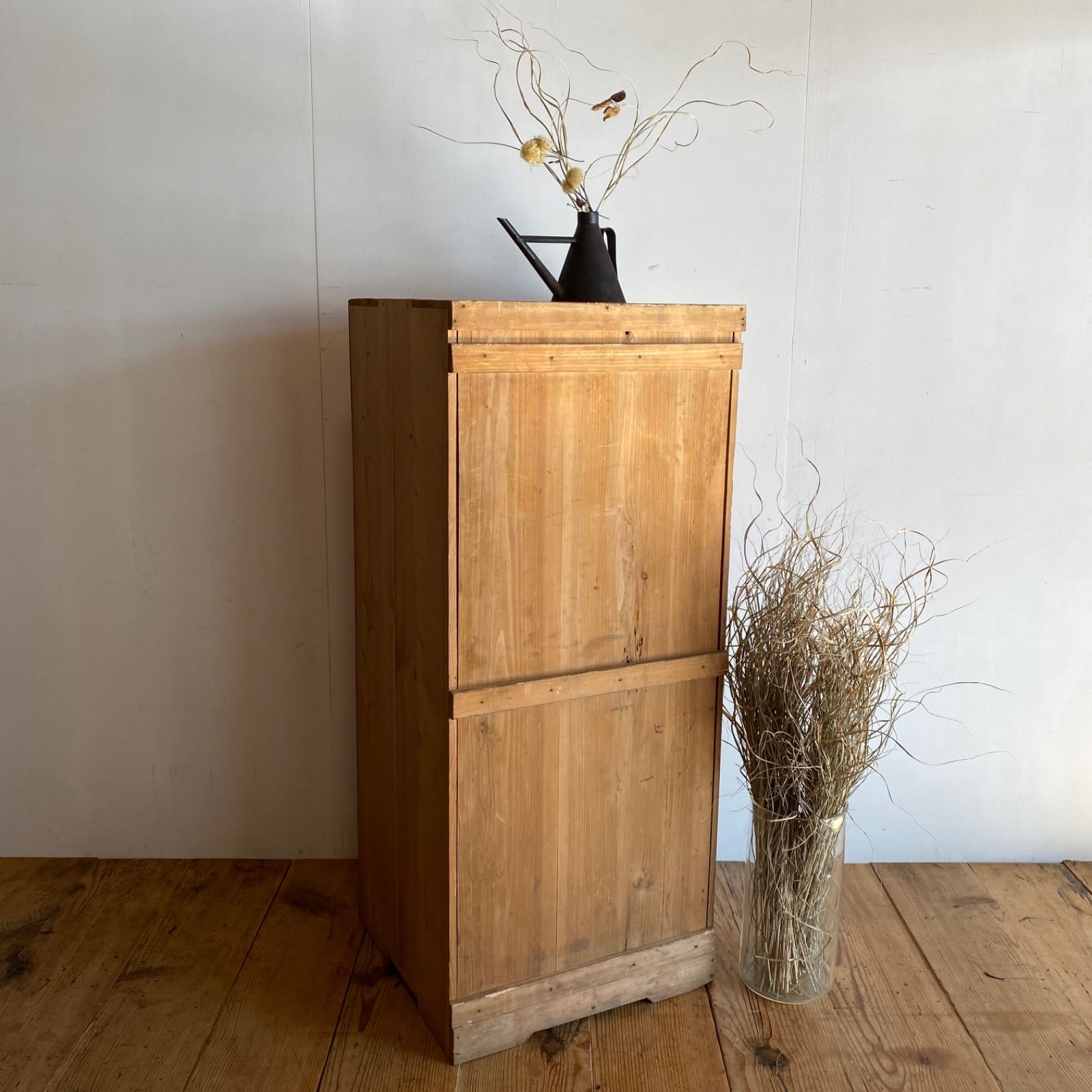 アンティーク 古家具 木製 本棚 食器棚 収納棚 無塗装 シェルフ 無垢材