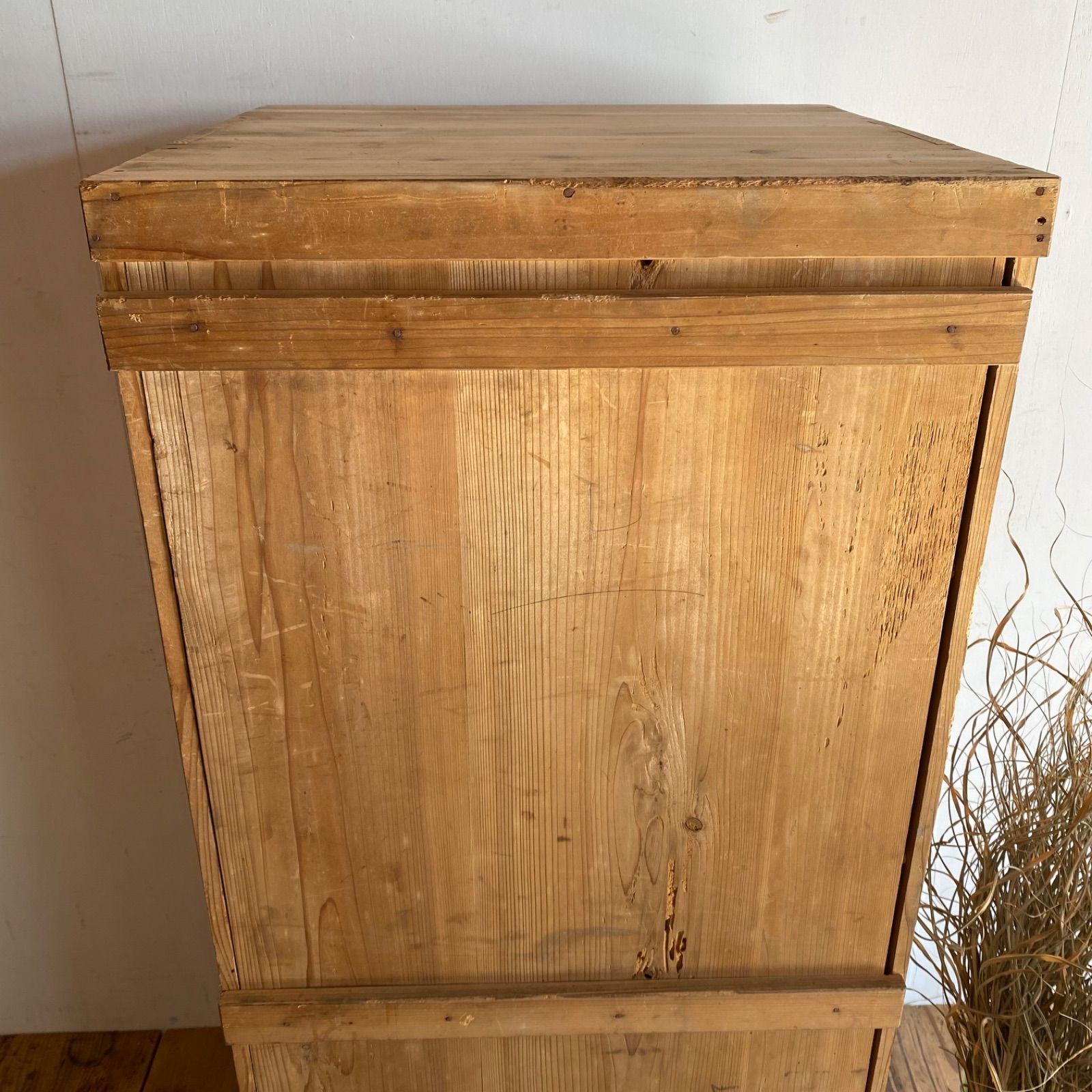 アンティーク 古家具 木製 本棚 食器棚 収納棚 無塗装 シェルフ 無垢材