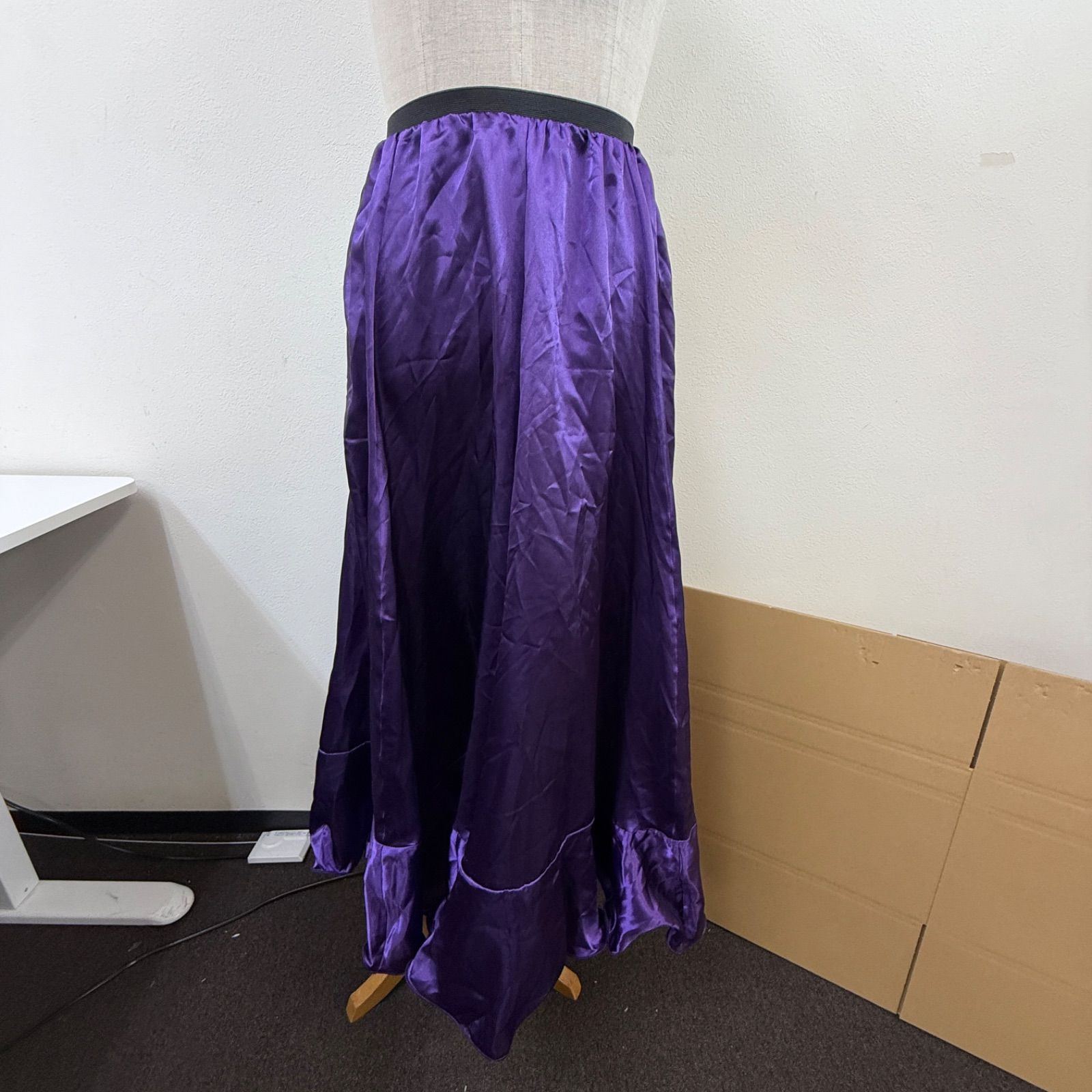 【美品 フラメンコ衣装】パープル ファルダ スカート 無地 シンプル レッスン イチオク】フラメンコ衣装 スカート ファルダ ペチコート 紫 シンプル