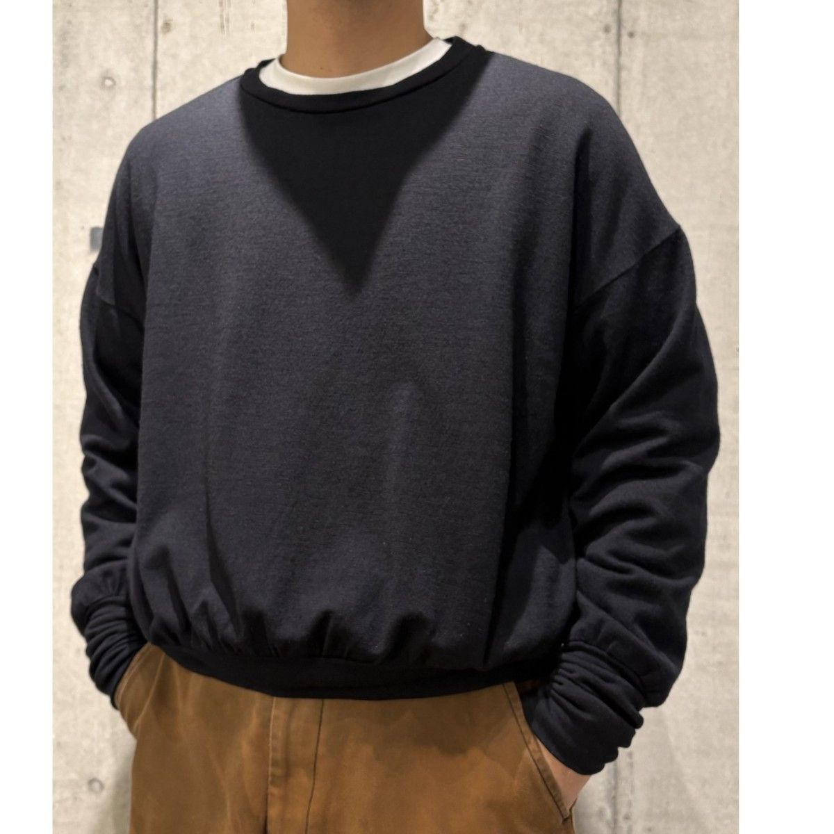 barbell object 23AW wool l／s topショート丈身幅ワイドウールニット
