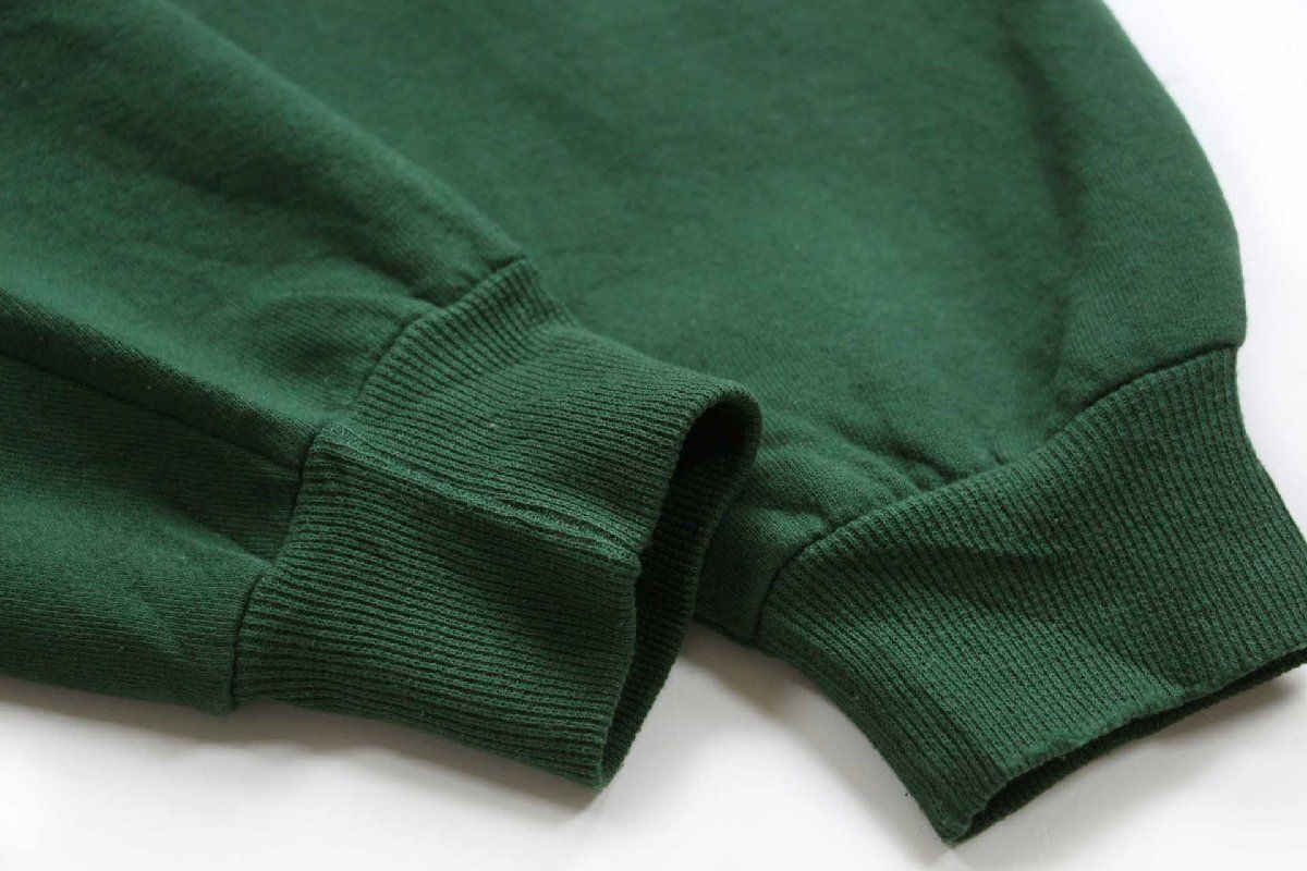 90s USA製 RUSSELLラッセル U OF A アップリケ 前V スウェット 緑 L