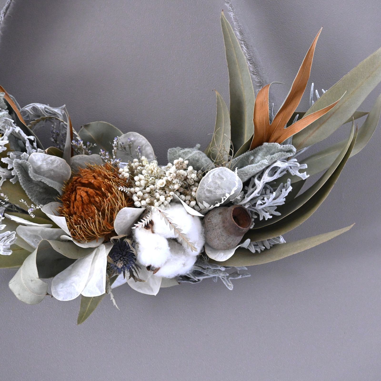 ドライフラワーのハーフリース｜壁飾り・ナチュラル・インテリア【C