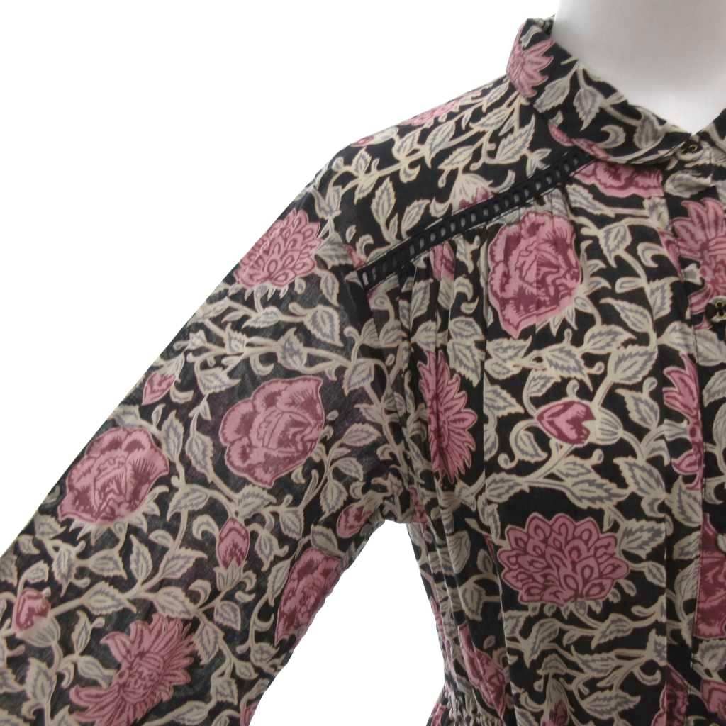 ヴェルニカ Velnica ロングワンピース 長袖 花柄 ブラック ピンク