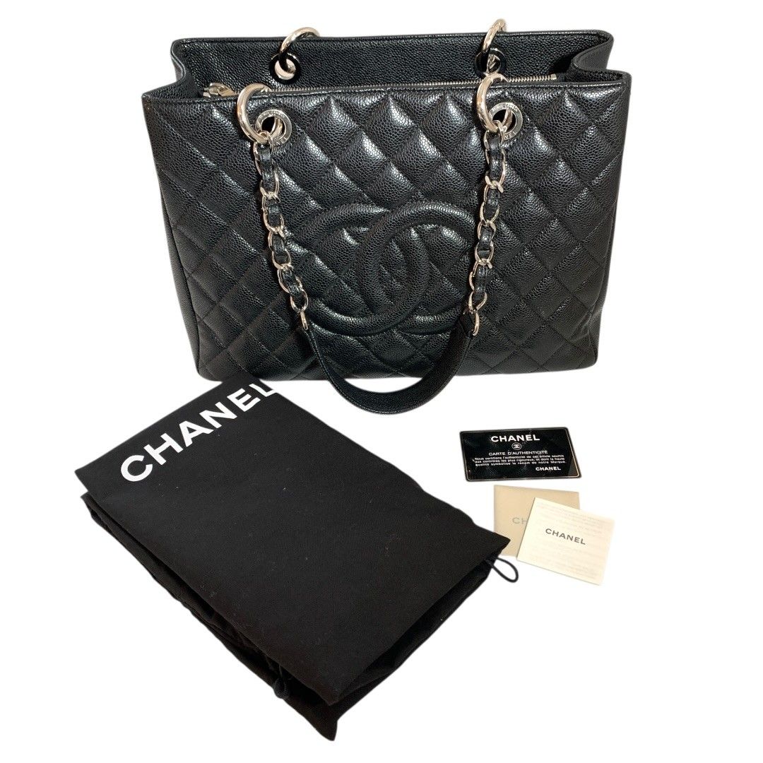 中古美品】 CHANEL シャネル キャビアスキン GST チェーントート 
