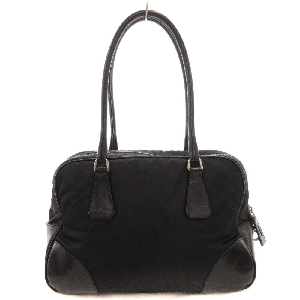PRADA プラダ ボーリングバッグ ハンドバッグ 三角ロゴ ナイロン レザー 極美品】プラダ セール ハンドバッグ ボーリングバッグ 三角ロゴ