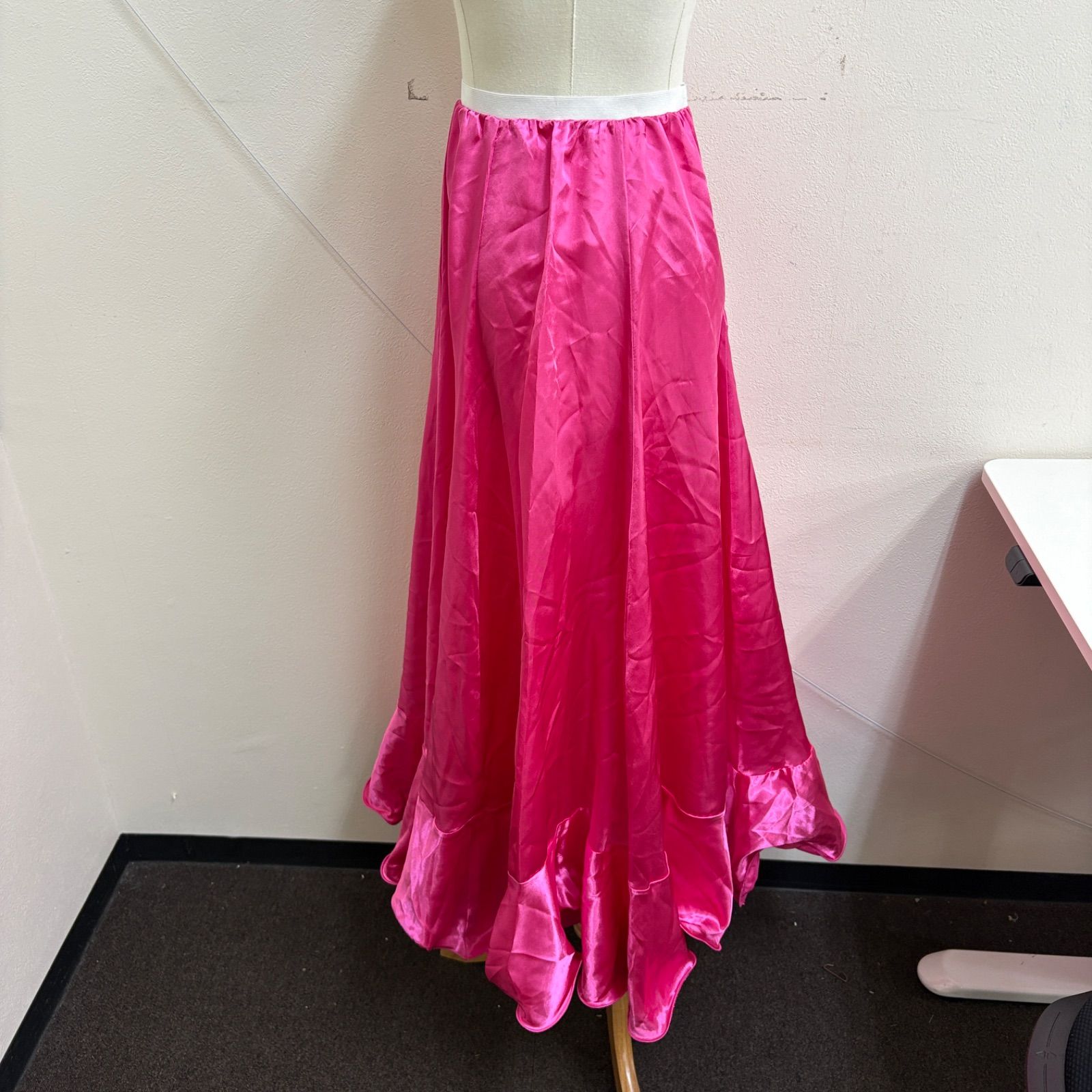 フラメンコ衣装 スカート ファルダ ペチコート ピンク シンプル サテン