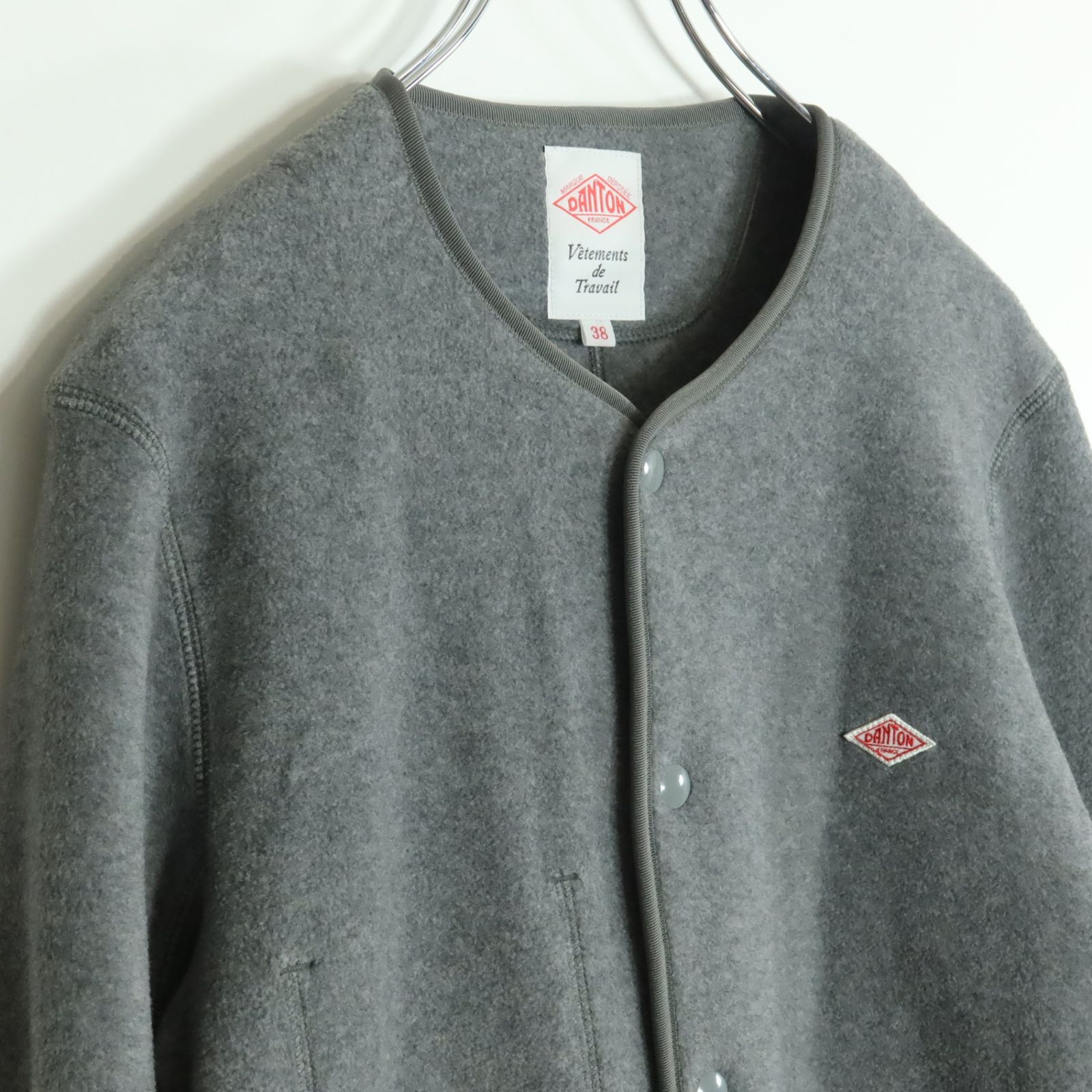美品】DANTON ダントン☆フリースジャケット ノーカラー サイズ38