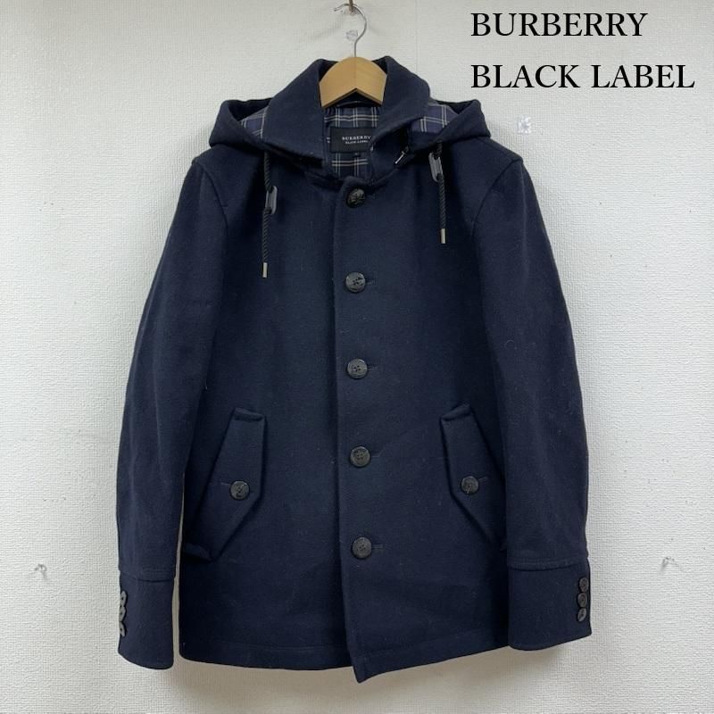 バーバリーブラックレーベル 裏地 チェック フード ウール ショート