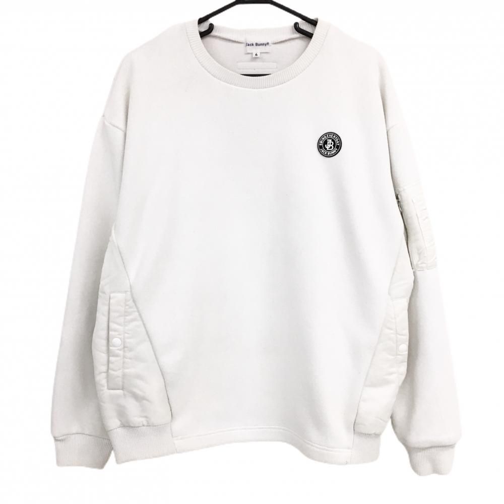 ジャックバニー 切替セーター 白 ロゴ黒 サイド薄中綿 ティー装着可