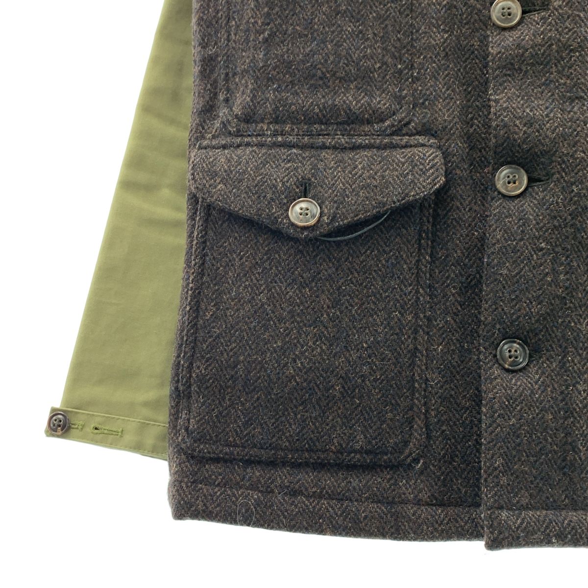 【美品】  ​NIGEL CABOURN / ナイジェルケーボン | Harris Tweed / ハリスツイード CAMERAMAN JACKET カメラマンジャケット | 44 | カーキ / ブラウン | メンズ 美品】 ​NIGEL CABOURN / ナイジェルケーボン | Harris Tweed / ハリス
