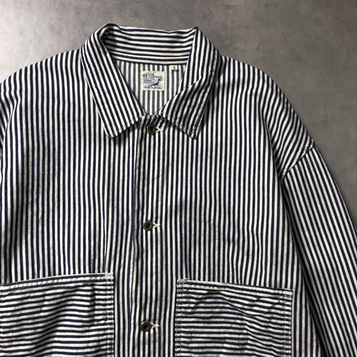 GQ4682◇orslow：ヒッコリーユーティリティカバーオール◇3◇ブルー系