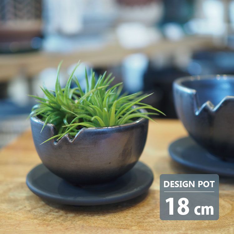 新品 植木鉢 おしゃれ 陶器鉢 アートカットシャロー ポット RR430-180
