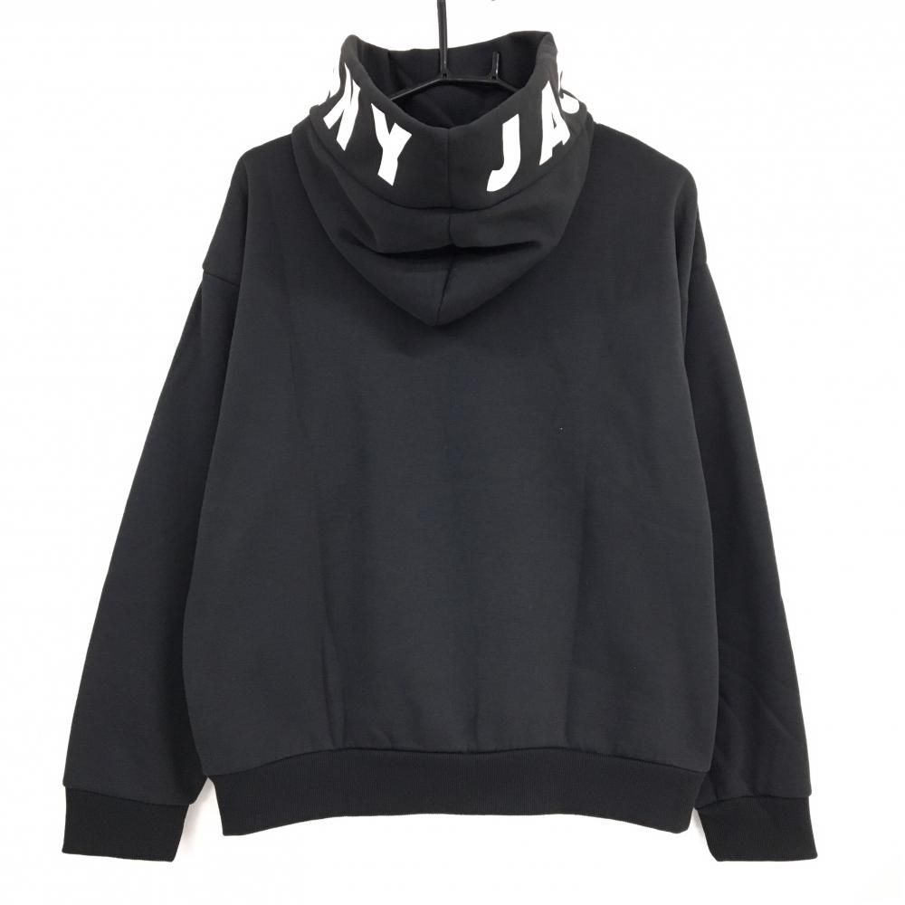 ジャックバニー パーカー 黒系×白 ビッグロゴプリント 裏起毛