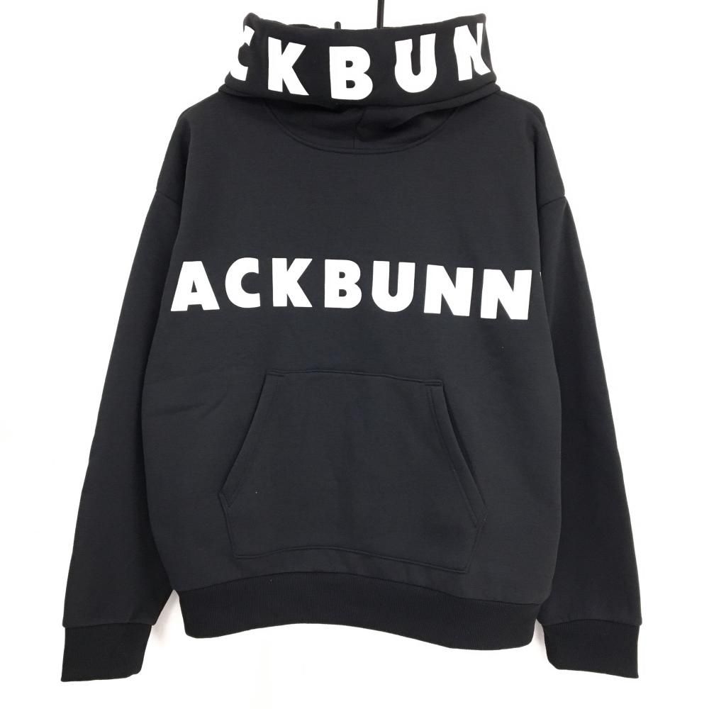 ジャックバニー パーカー 黒系×白 ビッグロゴプリント 裏起毛