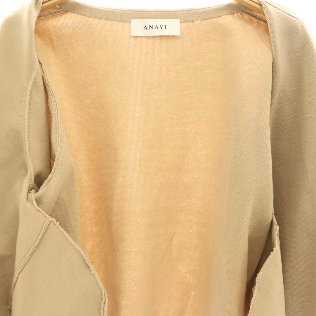 アナイ ANAYI パールブルゾン ニットジャケット ノーカラー 38