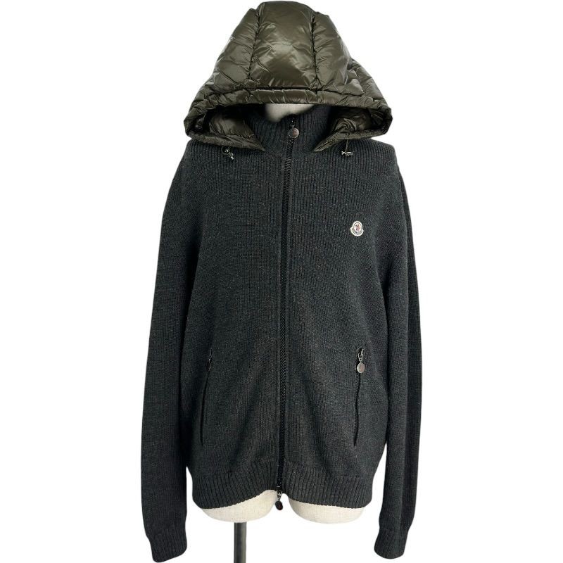 モンクレール MONCLER ニット切替ダウンジャケット ブラック ウール