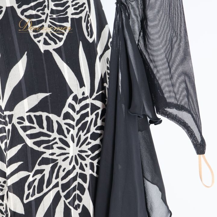 社交ダンス 衣装 スタンダードドレス ワンピース ドレス 黒 白 柄 模様