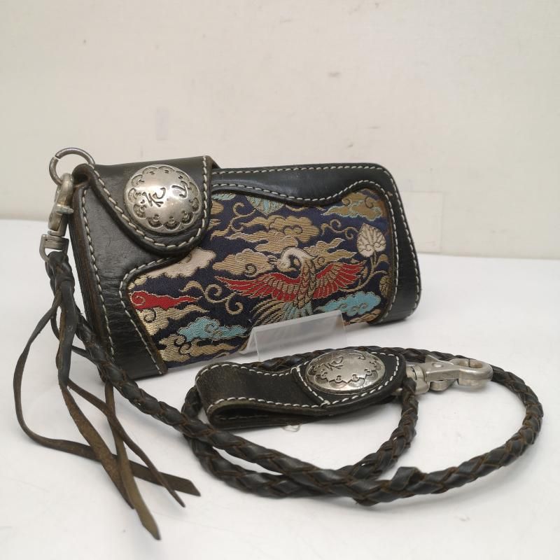 デグナー 花山 鳳凰 ライダース ロング ウォレット レザー コード 付き