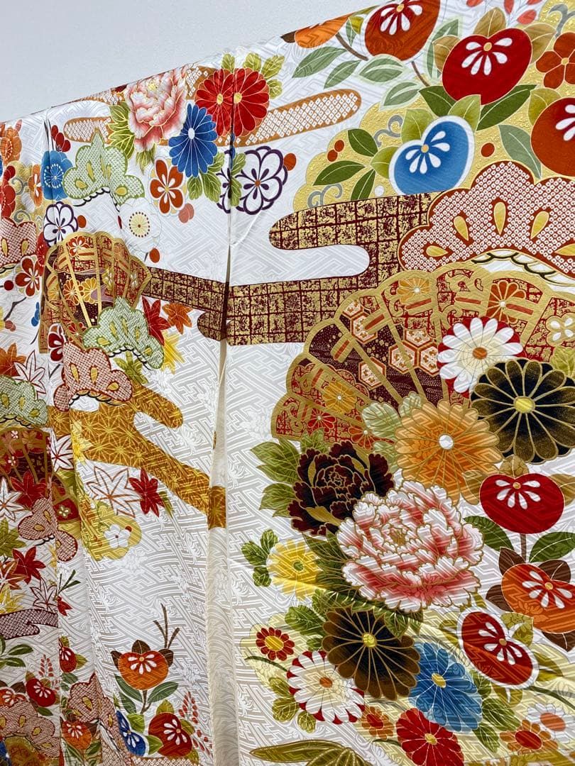 振袖 仮絵羽 桂由美 金駒 金彩 ラメ 正絹 未仕立て品 八掛付き MOK892