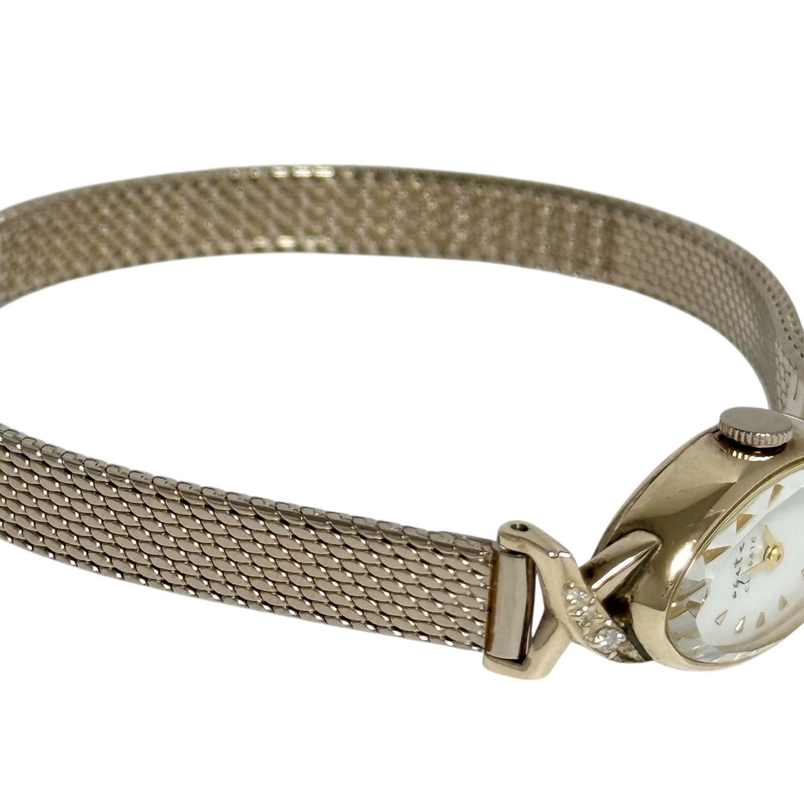 アガット 腕時計 オーバルフェイス ジュエリー ウォッチ K10 ゴールド