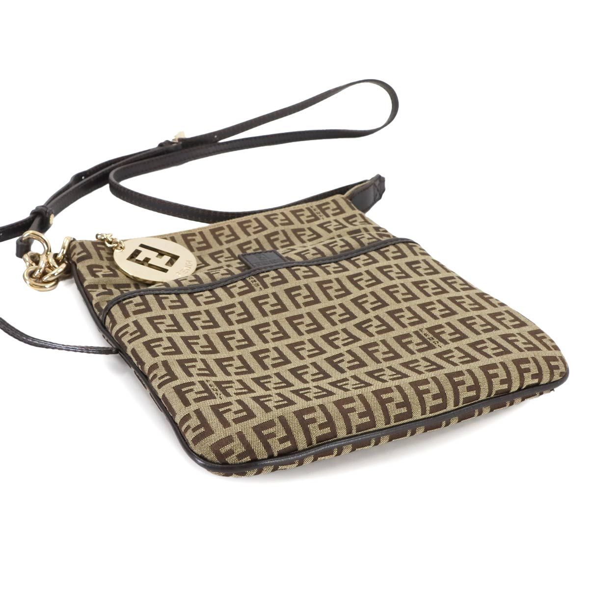 フェンディ FENDI ズッキーノ ショルダー バッグ キャンバス レザー