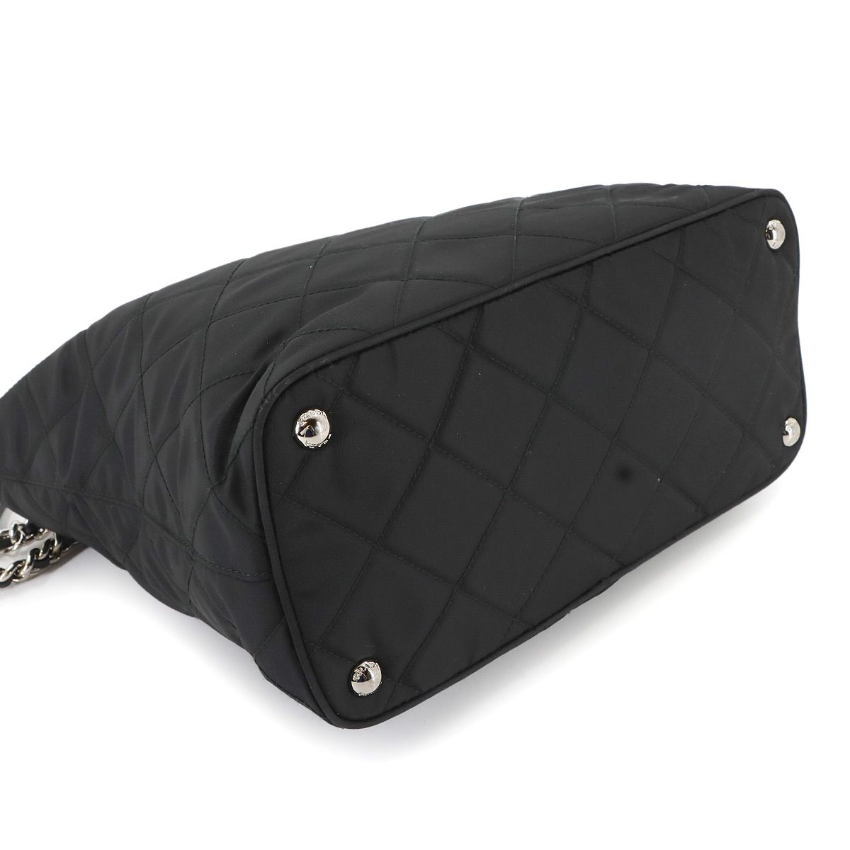 新品同様 プラダ PRADA キルティング チェーン トート バッグ ナイロン