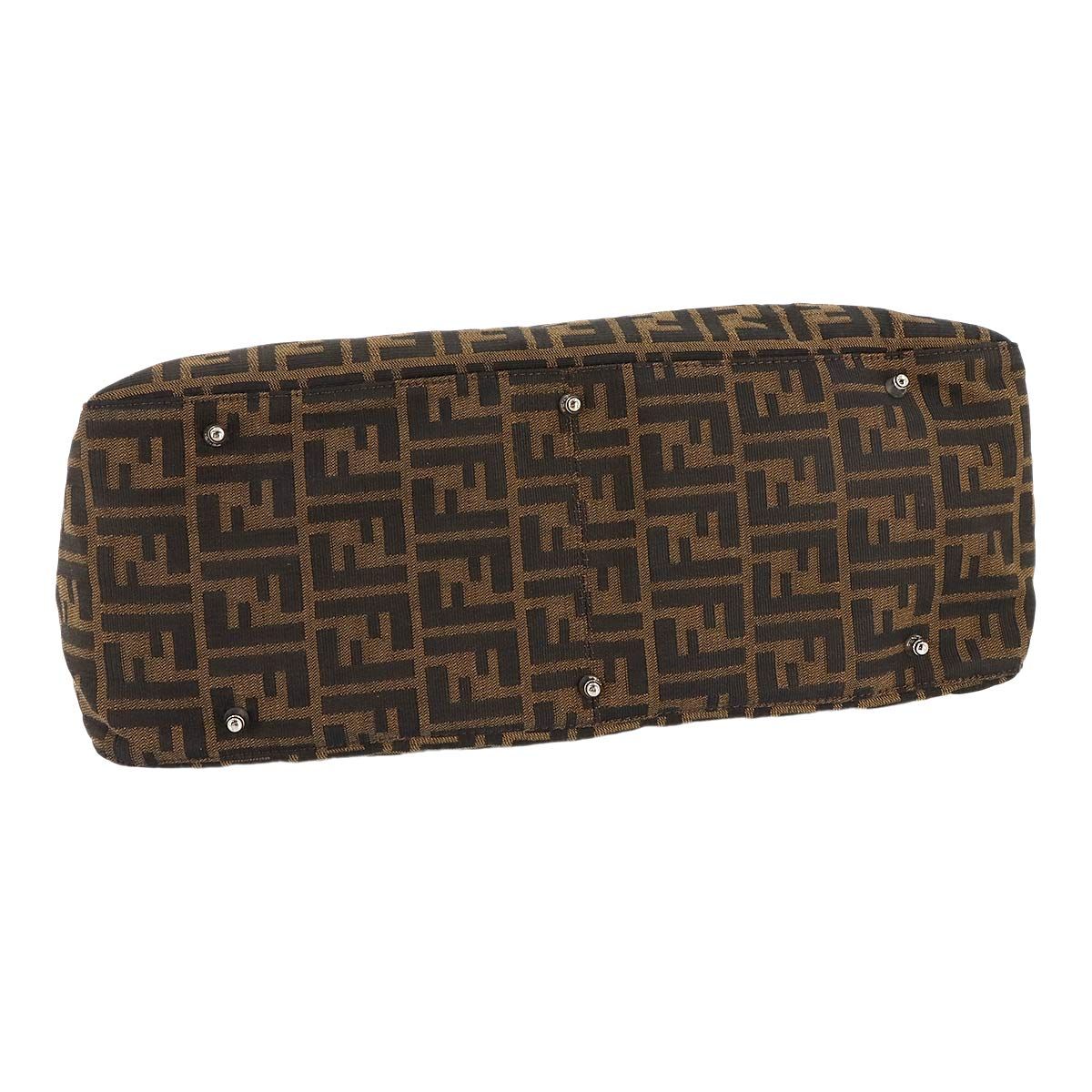 新品同様 フェンディ FENDI ズッカ ハンド バッグ キャンバス レザー