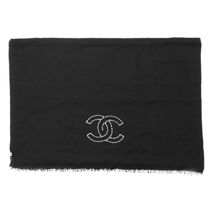 CHANEL シャネル ストール カシミヤ100% シグネチャー ロゴ COCOマーク