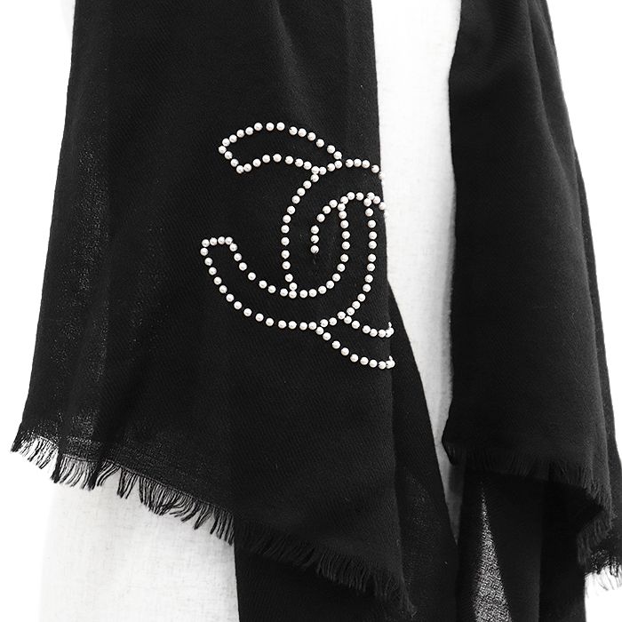 CHANEL シャネル ストール カシミヤ100% シグネチャー ロゴ COCOマーク