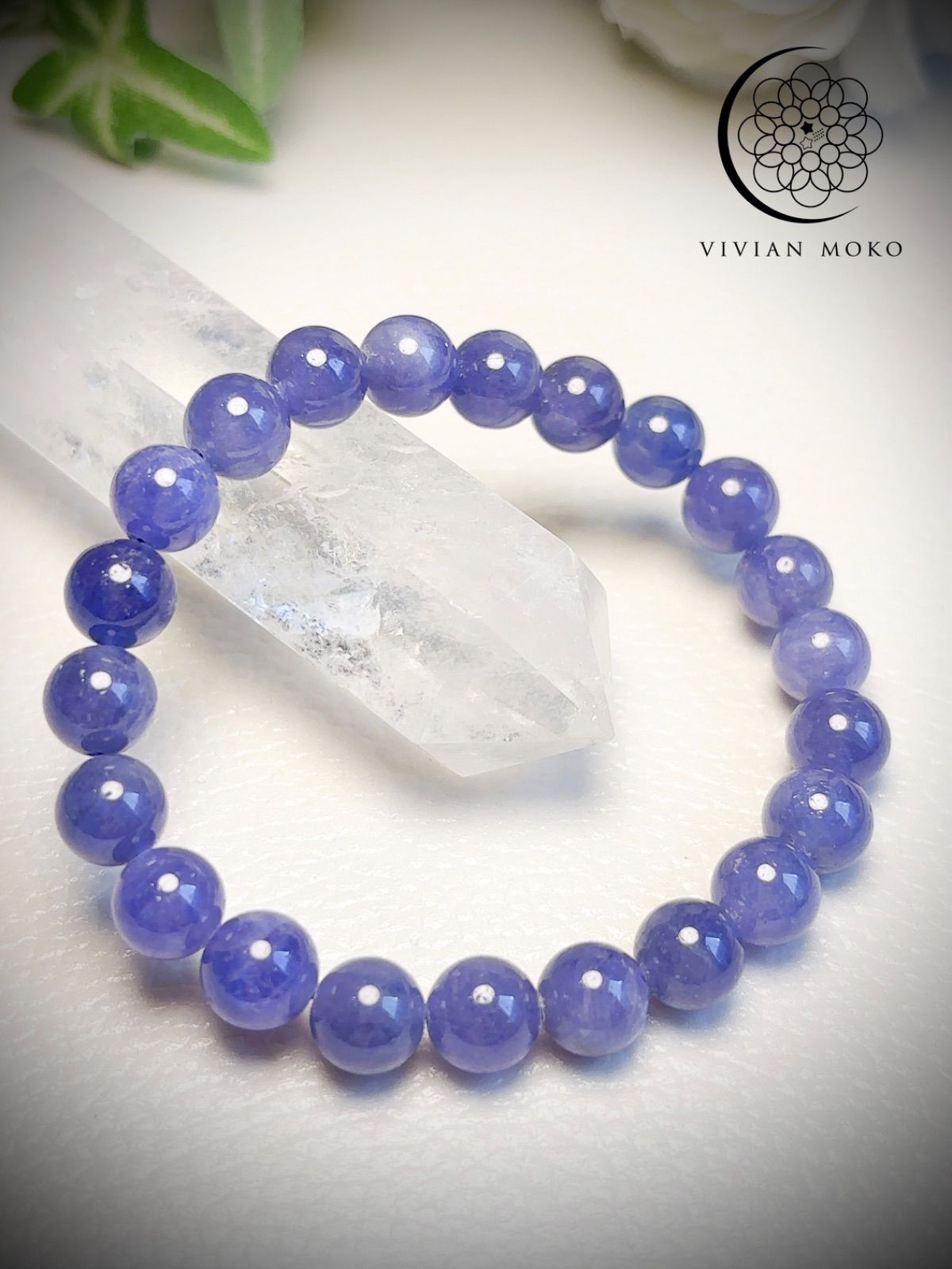 【タンザナイト】静かに澄みわたる青紫の輝き 天然石 ブレスレット 1点物‼️💎天然石✨️希少✨️宝石品質✨️大玉✨️鑑定書付き✨️ 藍